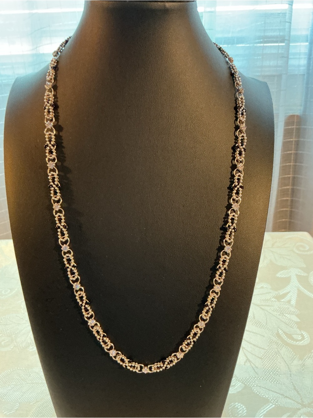 Black & Clear Faceted Seed Bead Chainmaille Silver Tone Necklace,Bracelet,Earrin - Picture 4 of 11